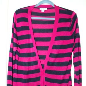 Stripped Magenta & Navy Blue Stripped Clueless Cardigan